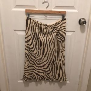 Banana Republic Zebra Silk Skirt Brown/Beige Size 10